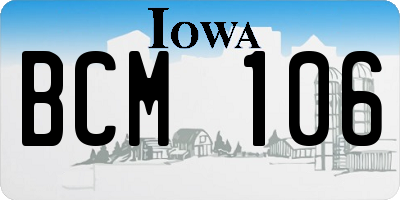 IA license plate BCM106