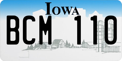 IA license plate BCM110