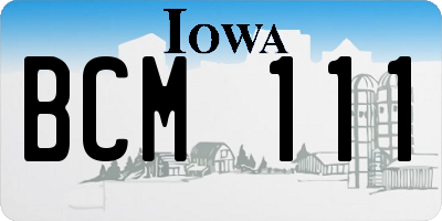 IA license plate BCM111