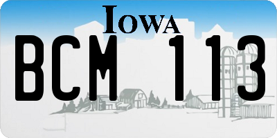 IA license plate BCM113