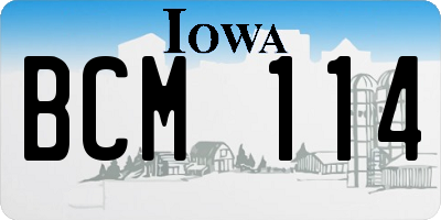 IA license plate BCM114