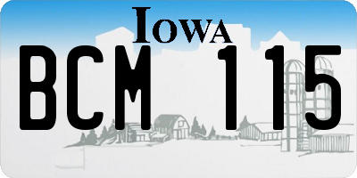 IA license plate BCM115