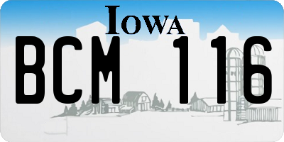 IA license plate BCM116