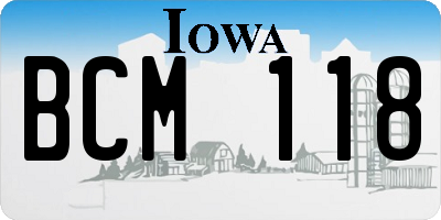 IA license plate BCM118
