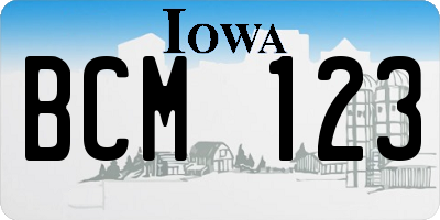 IA license plate BCM123