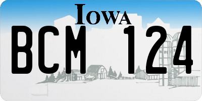 IA license plate BCM124