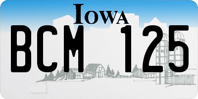IA license plate BCM125