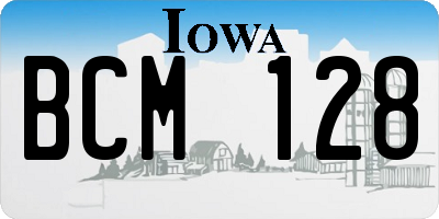 IA license plate BCM128