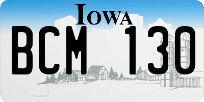 IA license plate BCM130