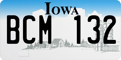 IA license plate BCM132