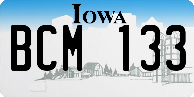 IA license plate BCM133