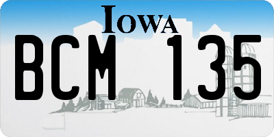 IA license plate BCM135