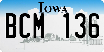 IA license plate BCM136