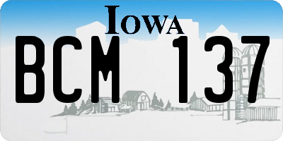 IA license plate BCM137