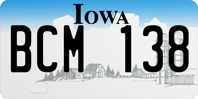 IA license plate BCM138