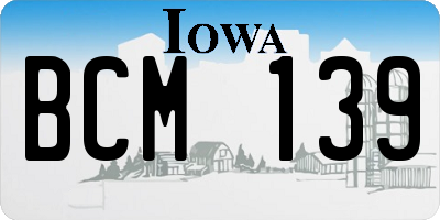 IA license plate BCM139