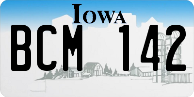 IA license plate BCM142