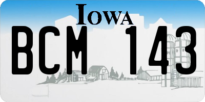 IA license plate BCM143