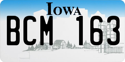 IA license plate BCM163