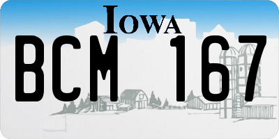 IA license plate BCM167