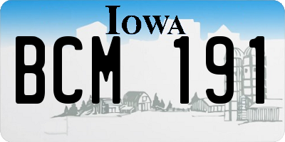 IA license plate BCM191
