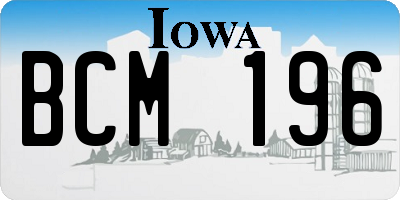 IA license plate BCM196
