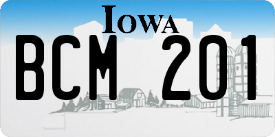 IA license plate BCM201