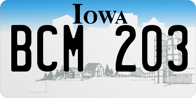 IA license plate BCM203
