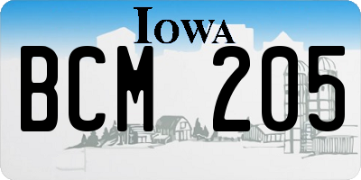 IA license plate BCM205