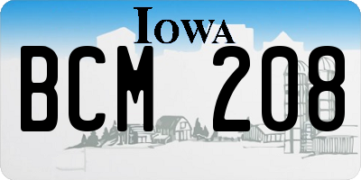 IA license plate BCM208