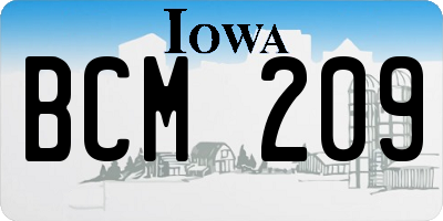 IA license plate BCM209