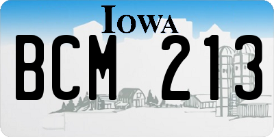 IA license plate BCM213