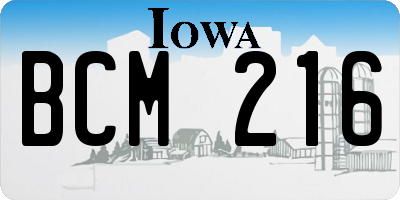 IA license plate BCM216