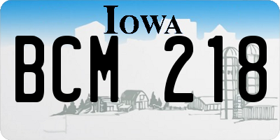 IA license plate BCM218
