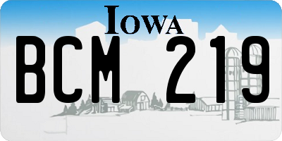 IA license plate BCM219