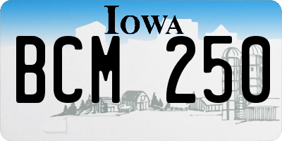 IA license plate BCM250