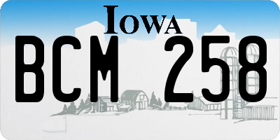IA license plate BCM258