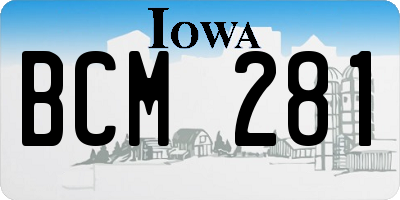 IA license plate BCM281