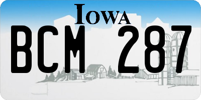 IA license plate BCM287