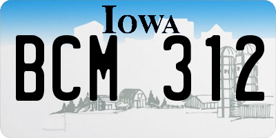 IA license plate BCM312