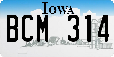 IA license plate BCM314