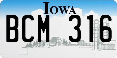 IA license plate BCM316