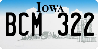 IA license plate BCM322