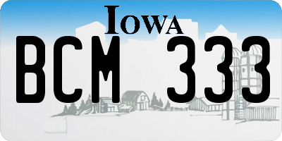 IA license plate BCM333