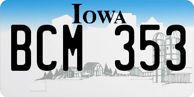 IA license plate BCM353