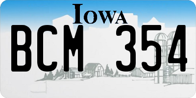 IA license plate BCM354
