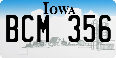IA license plate BCM356