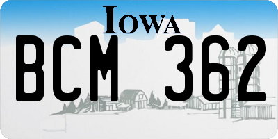 IA license plate BCM362