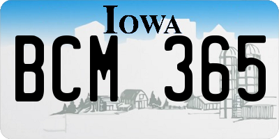 IA license plate BCM365