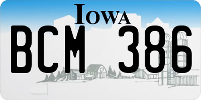 IA license plate BCM386